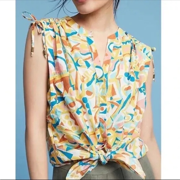 Anthropologie Tops - Anthropologie Danielle Kroll Shirt Blouse Brooklynite Button Front Sz s